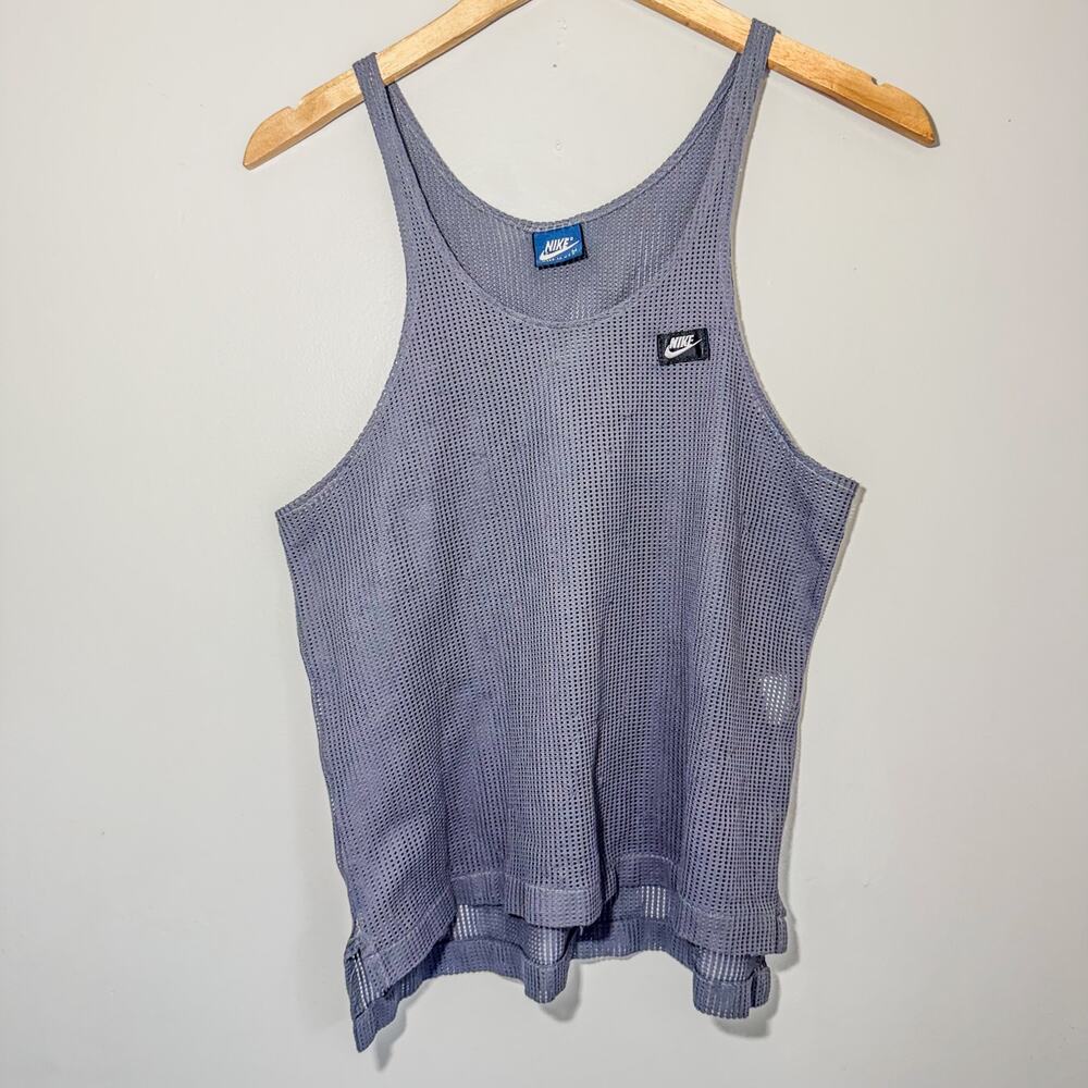Vintage 80s Nike WP EMS Blue Tag Waffle Mesh Tank Top Gray Women's Medium